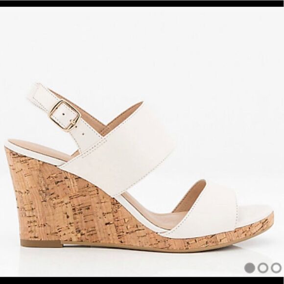 2/$20 Apt 9 White Wedge Cork Heel Strappy Heels Sandal - Picture 1 of 7